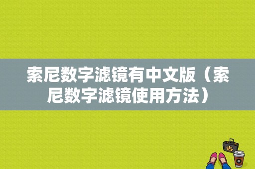 索尼数字滤镜有中文版（索尼数字滤镜使用方法）