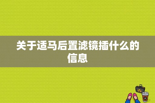 关于适马后置滤镜插什么的信息