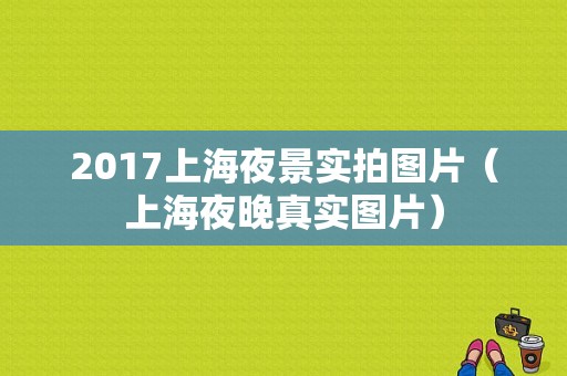 2017上海夜景实拍图片（上海夜晚真实图片）