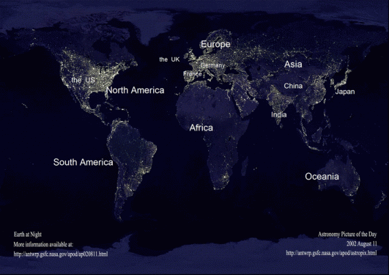 地球夜景卫星图高清图（地球夜视图）